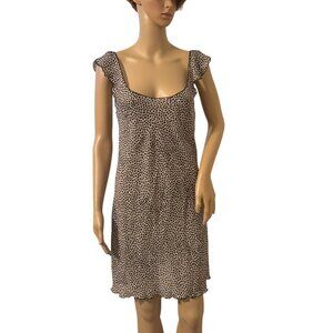 Natori Private Luxuries Leopard Print Ruffle Sleeve Scoop Back Short Dress